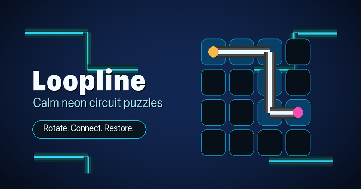 Loopline neon circuit puzzle artwork